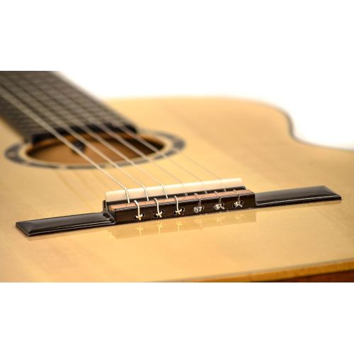  Ortega Guitars RCE145LBK Family Series Pro Left Handed Nylon 6-String Guitar with Spruce Top, Mahogany Body and Pickup
