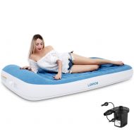 Orthopedic Lunvon Self Inflatable Pad Camping Air Mattress Twin Size Blow Up Bed with Built-in Pillow Anti-LeakageRaised Airbed with Rechargeable Pump for Home, Guest, Camping, Height 10, 2-Y