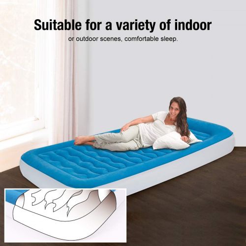  Orthopedic Lunvon Self Inflatable Pad Camping Air Mattress Twin Size Blow Up Bed with Built-in Pillow Anti-LeakageRaised Airbed with Rechargeable Pump for Home, Guest, Camping, Height 10, 2-Y