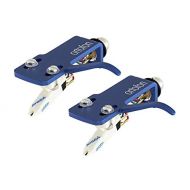 (2) Ortofon OM Scratch White Turntable Cartridges - Premounted on SH-4 Blue Headshells (Twin Set)