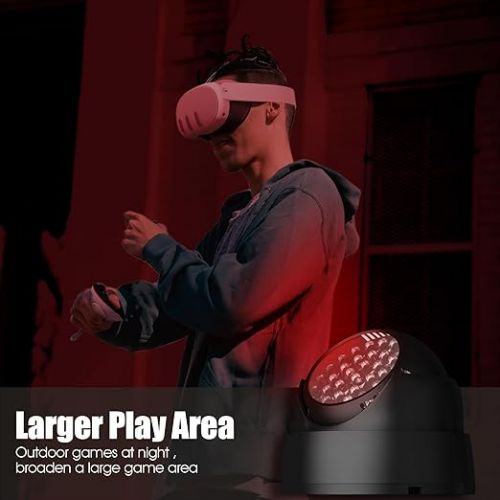  Orzero Ir Illuminator Infrared Light Compatible for Quest 3, Quest, Quest 2, PSVR2, Enhance Hand Tracking Immersive No-Light Disturbance Increase Tracking Sensitivity with Power Adapter - Black