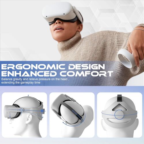  [아마존베스트]Orzero Adjustable Headband Compatible for Oculus Quest 2 with Head Cushion, Replacement for Elite Strap Comfortable Protective Head Strap Reduce Pressure