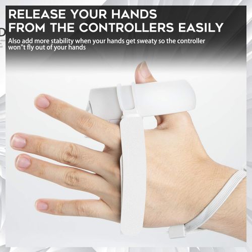  [아마존베스트](1 Pair) Orzero Ajustable Hand Grip Straps Accessories for Oculus Quest 2 VR Gaming Headset Controller, Handle Dropping Prevention - White