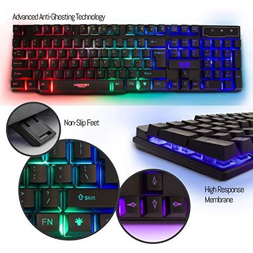  [아마존베스트]Orzly Gaming Keyboard and Mouse and Mouse pad and Gaming Headset, Wired LED RGB Backlight Bundle for PC Gamers and Xbox and PS4 Users - 4 in 1 Edition Hornet RX-250