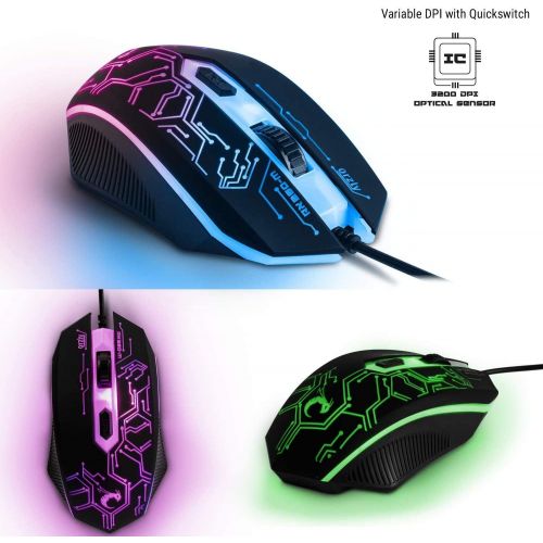  [아마존베스트]Orzly Gaming Keyboard and Mouse and Mouse pad and Gaming Headset, Wired LED RGB Backlight Bundle for PC Gamers and Xbox and PS4 Users - 4 in 1 Edition Hornet RX-250