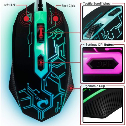  [아마존베스트]Orzly Gaming Keyboard and Mouse and Mouse pad and Gaming Headset, Wired LED RGB Backlight Bundle for PC Gamers and Xbox and PS4 Users - 4 in 1 Edition Hornet RX-250