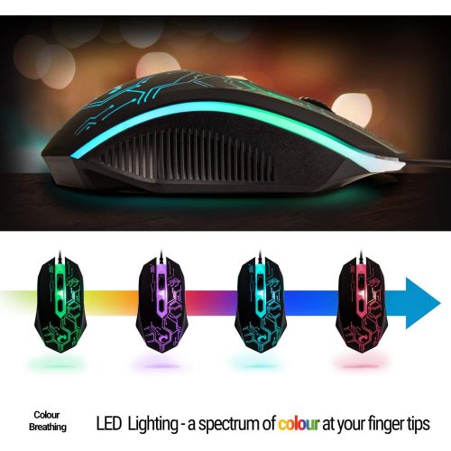  [아마존베스트]Orzly Gaming Keyboard and Mouse and Mouse pad and Gaming Headset, Wired LED RGB Backlight Bundle for PC Gamers and Xbox and PS4 Users - 4 in 1 Edition Hornet RX-250