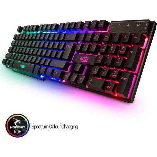  [아마존베스트]Orzly Gaming Keyboard and Mouse and Mouse pad and Gaming Headset, Wired LED RGB Backlight Bundle for PC Gamers and Xbox and PS4 Users - 4 in 1 Edition Hornet RX-250