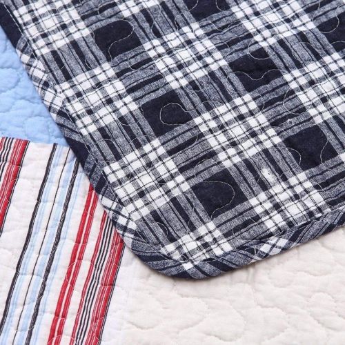  Os 3 Piece Fireman Color Quilt Set, This Fireman Bedding Collection Features Plaid Accents - Boys Blue, Red & Multi Color Rainbow Fire Truck Themed Bedding! Queen Size - Firefighter C