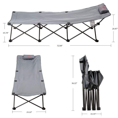  Osage Folding Camping Cot Portable Sleeping Bed for Adults Kids Heavy Duty Collapsible Sturdy Steel Frame Supports 300LBS Traveling and Home Lounging with Pillow and Carry Bag