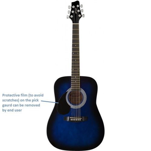  Oscar Stagg SW201 3/4 LHBLS Left Handed, 3/4 Size Dreadnought Acoustic Guitar - Blueburst