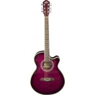 Oscar Schmidt 6 String OG10CE Cutaway Acoustic-Electric Guitar Trans Puple, Right, Flame Transparent Purple (OG10CEFTPB-A)