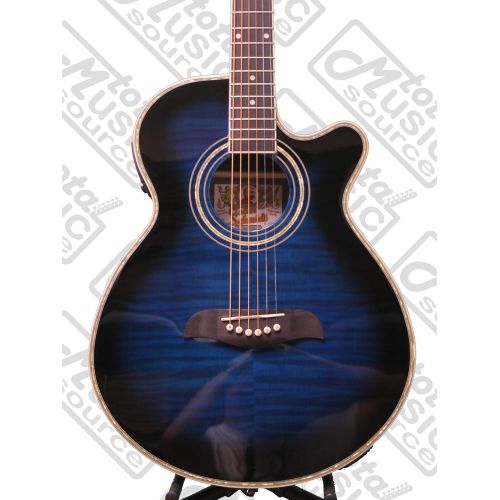  New Oscar Schmidt OG10CEFTBL Transparent Blue Acoustic Electric Guitar