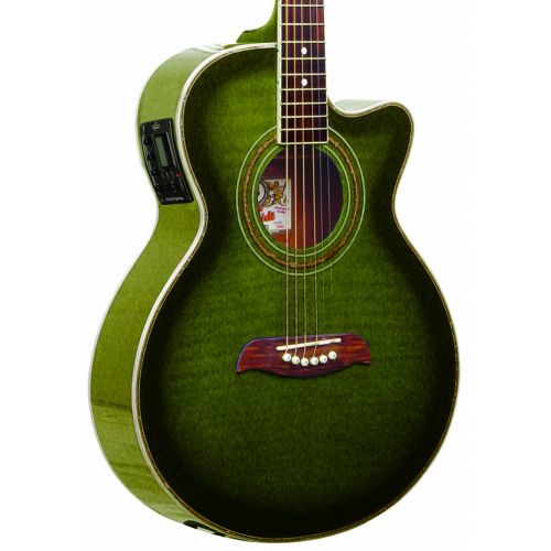  Oscar Schmidt by Washburn OG10CE Full Size Cutaway Acoustic Electric Guitar - Transparent Green