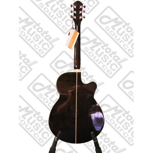  Left Hand Oscar Schmidt Acoustic Electric Concert Folk Size Guitar, Trans Black, Lefty