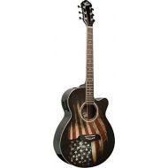 NEW Oscar Schmidt OG10CE-LAG Concert Size Acoustic Electric Guitar with USA Flag Graphic