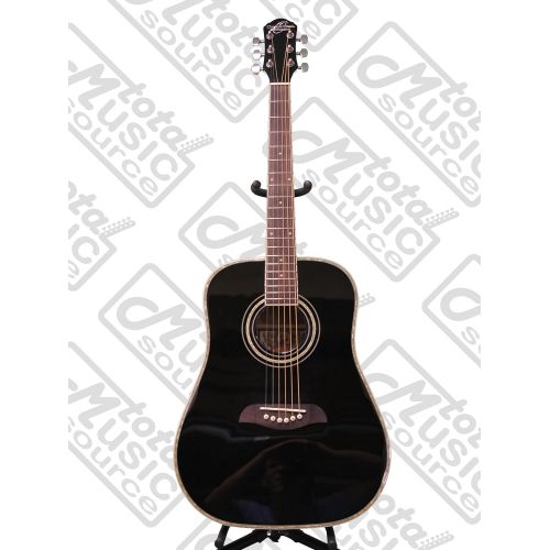  Oscar Schmidt Dreadnought OG1BLH 34 Size Acoustic Guitar, Left Handed, Black, Free Strap Tuner