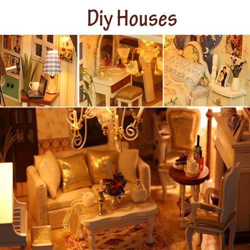  Oshide Dollhouse Miniature DIY House Kit with Furniture for Kids Girls Adults Birthday Gift, without Dust...