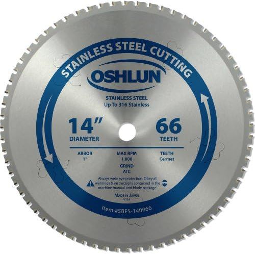  Oshlun SBFS-140066 14-Inch 66 Tooth Saw Blade with 1-Inch Arbor for Stainless Steel