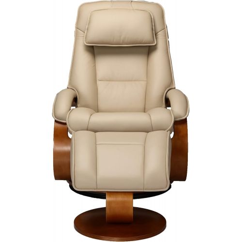  Oslo Collection by Mac Motion Bergen Recliner and Ottoman in Cobblestone Top Grain Leather