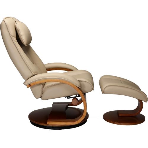  Oslo Collection by Mac Motion Bergen Recliner and Ottoman in Cobblestone Top Grain Leather