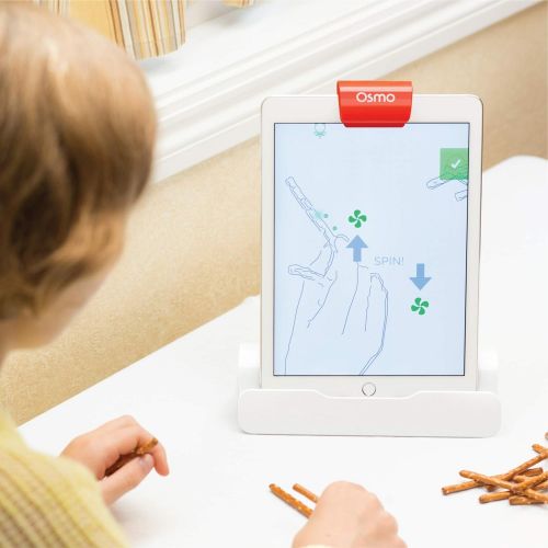 오즈모 Osmo - New Base for iPad - 2 Hands-On Learning Games - Creative Drawing & Problem Solving/Early Physics - (Osmo iPad Base Included), White/Red