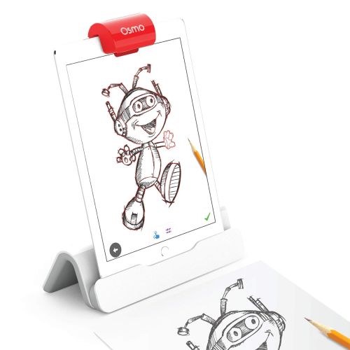 오즈모 Osmo - New Base for iPad - 2 Hands-On Learning Games - Creative Drawing & Problem Solving/Early Physics - (Osmo iPad Base Included), White/Red