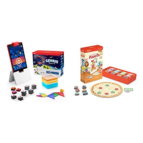 오즈모 Osmo - Genius Kit for Fire Tablet - 5 Hands-On Learning Games (Ages 6-10) + Pizza Co. Game Bundle (Ages 5-12) Fire Tablet Base Included