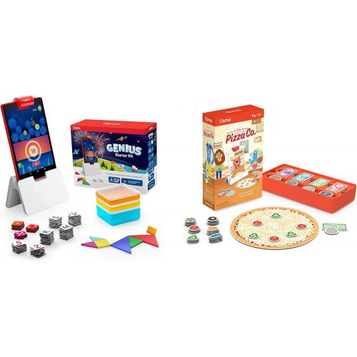 오즈모 Osmo - Genius Kit for Fire Tablet - 5 Hands-On Learning Games (Ages 6-10) + Pizza Co. Game Bundle (Ages 5-12) Fire Tablet Base Included