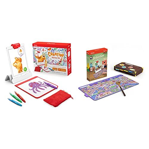 오즈모 Osmo - Creative Starter Kit for iPad (Ages 5-10) + Detective Agency: A Search & Find Mystery Game Bundle (Ages 5-12) iPad Base Included