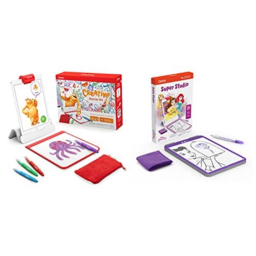 오즈모 Osmo - Creative Starter Kit for iPad (Ages 5-10) + Super Studio Disney Princess Game Bundle (Ages 5-11) iPad Base Included