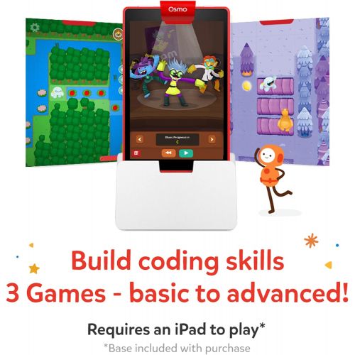 오즈모 Osmo - Coding Starter Kit for Fire Tablet - 3 Educational Learning Games - Ages 5-10+ - Learn to Code, Coding Basics & Coding Puzzles - STEM Toy (Osmo Fire Tablet Base Included) (A