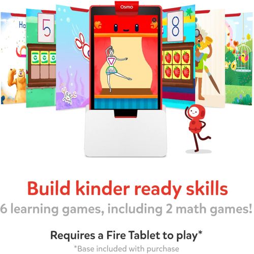오즈모 [무료배송]Osmo - Little Genius Starter Kit for Fire Tablet + Early Math Adventure - 6 Educational Games - Ages 3-5 - Counting, Shapes & Phonics - STEM Toy (Osmo Fire Tablet Base Included) (A