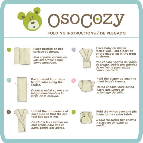  OsoCozy Indian Cotton Prefold Diapers - Soft and Absorbent Baby Diapers - 12 Count, Regular - 14.5x21...