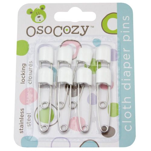  [아마존베스트]OsoCozy Diaper Pins - {White} - Sturdy, Stainless Steel Diaper Pins with Safe Locking Closures - Use for Special Events, Crafts or Colorful Laundry Pins