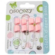 [아마존베스트]OsoCozy Diaper Pins - {Pink} - Sturdy, Stainless Steel Diaper Pins with Safe Locking Closures - Use for Special Events, Crafts or Colorful Laundry Pins