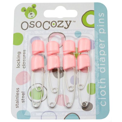  [아마존베스트]OsoCozy Diaper Pins - {Pink} - Sturdy, Stainless Steel Diaper Pins with Safe Locking Closures - Use for Special Events, Crafts or Colorful Laundry Pins