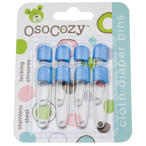  OsoCozy Diaper Pins - {Blue} - Sturdy, Stainless Steel Diaper Pins with Safe Locking Closures - Use for Special Events, Crafts or Colorful Laundry Pins