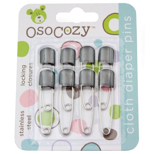  OsoCozy Diaper Pins - {Black} - Sturdy, Stainless Steel Diaper Pins with Safe Locking Closures - Use for Special Events, Crafts or Colorful Laundry Pins