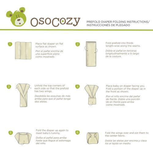  OsoCozy - Prefolds Unbleached Cloth Diapers, Size 2(15-30 lbs), 6 Count - Soft, Absorbent and Durable 100% Indian Cotton Natural Baby Diapers - Highest Quality & Best-Selling Cloth