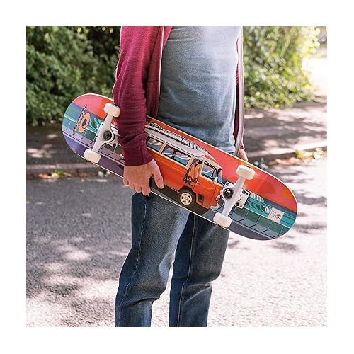  Osprey Volkswagen Professional Skateboard| for Beginners, 31 Inch Double Kick Concave Adult Skateboard with ABEC 7 Bearings - 220lbs Max User Weight- Official VW Designs