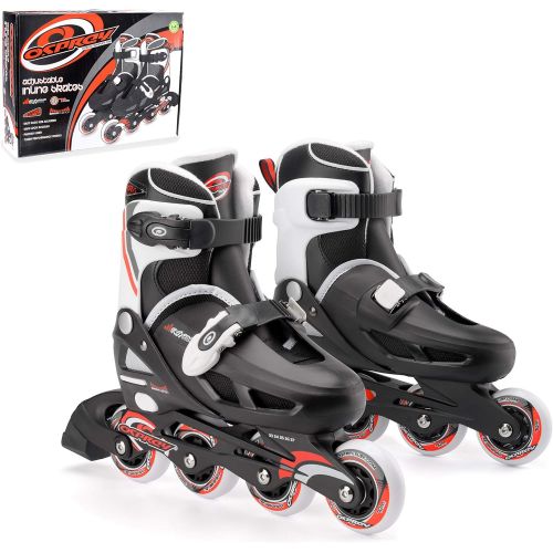  Osprey Inline Skates fuer Jungen und Madchen - groessenverstellbare Roller Blades - ideal fuer Anfanger - verschiedene Groessen - Rollschuhe aus hochwertigen Materialien - cooles in Rot/