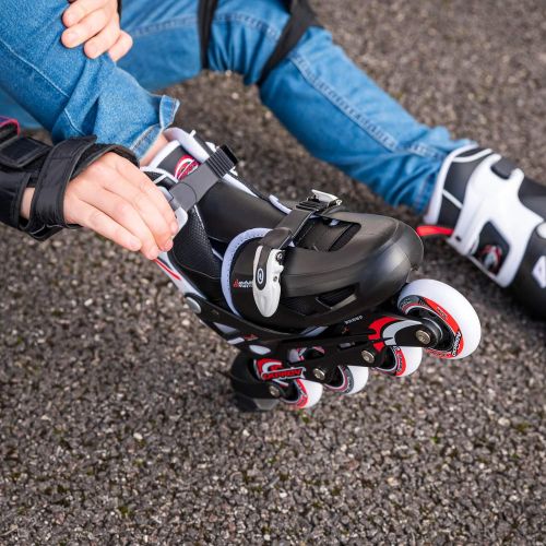  Osprey Inline Skates fuer Jungen und Madchen - groessenverstellbare Roller Blades - ideal fuer Anfanger - verschiedene Groessen - Rollschuhe aus hochwertigen Materialien - cooles in Rot/