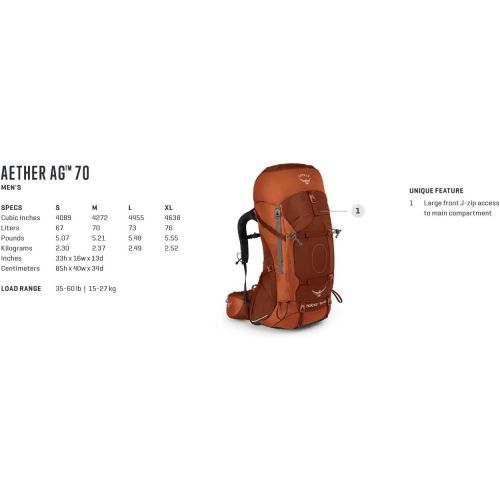  [아마존베스트]Osprey Packs Aether AG 70 Mens Backpacking Backpack