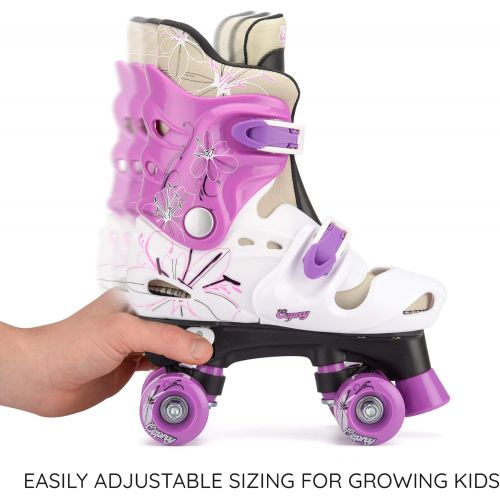  Osprey Kids Roller Skates for Girls - Adjustable Sizing Quad Skates for Beginner Children - Multiple Designs