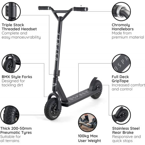  Osprey Dirt Scooter - All Terrain Trail Adult Scooter with Chunky Off Road Tyres - Multiple Colours