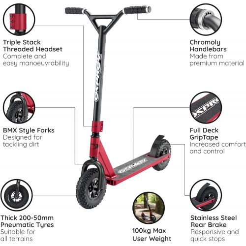  Osprey Dirt Scooter, All Terrain Trail Adult Scooter with Chunky Off Road Tyres, Multiple Colours