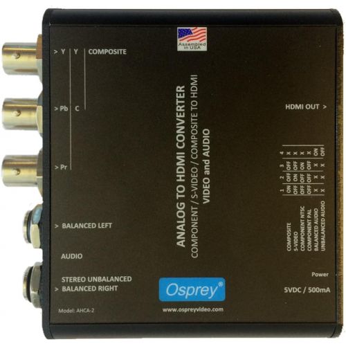  Osprey Video Analog Component, S-Video, CVBS, Composite to HDMI Converter with Audio Embedding