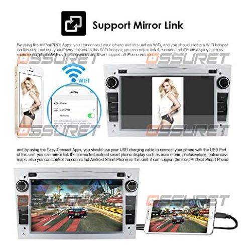  Ossuret Android 10 Car Radio 7 Inch DVD Video Player Fit for Opel Antara Vectra Crosa Vivaro Zafira Meriva Support GPS Navi DAB + RDS Radio Mirror Connection (Silver)