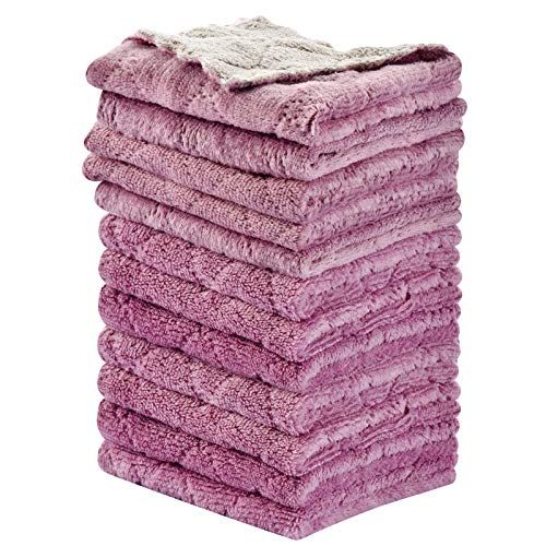 12PCS OstWony Super Absorbent Cleaning Cloths, Kitchen Towels Dish Towels, Multipurpose Reusable Dish Cloths, Double-Sided Microfiber Cleaning Rags for Furniture, Car, Tea, Bowl, 1